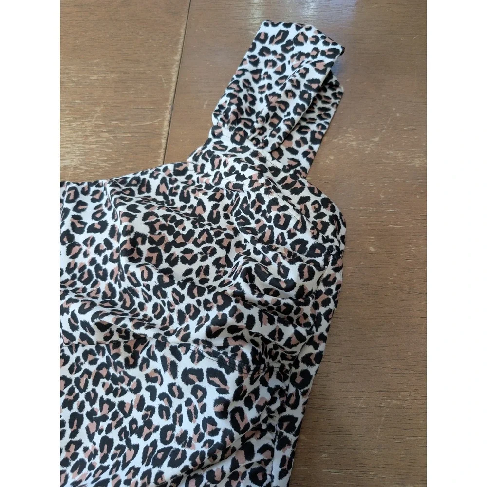 Albion Fit Womens XXL Savannah Leopard Print Ruched One Piece Swimsuit Square